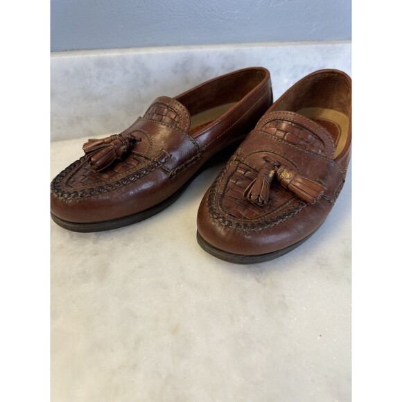 Johnston & Murphy Men’s Brown Woven Tassel Loafers Men's Size 9.5 - Picture 13 of 14
